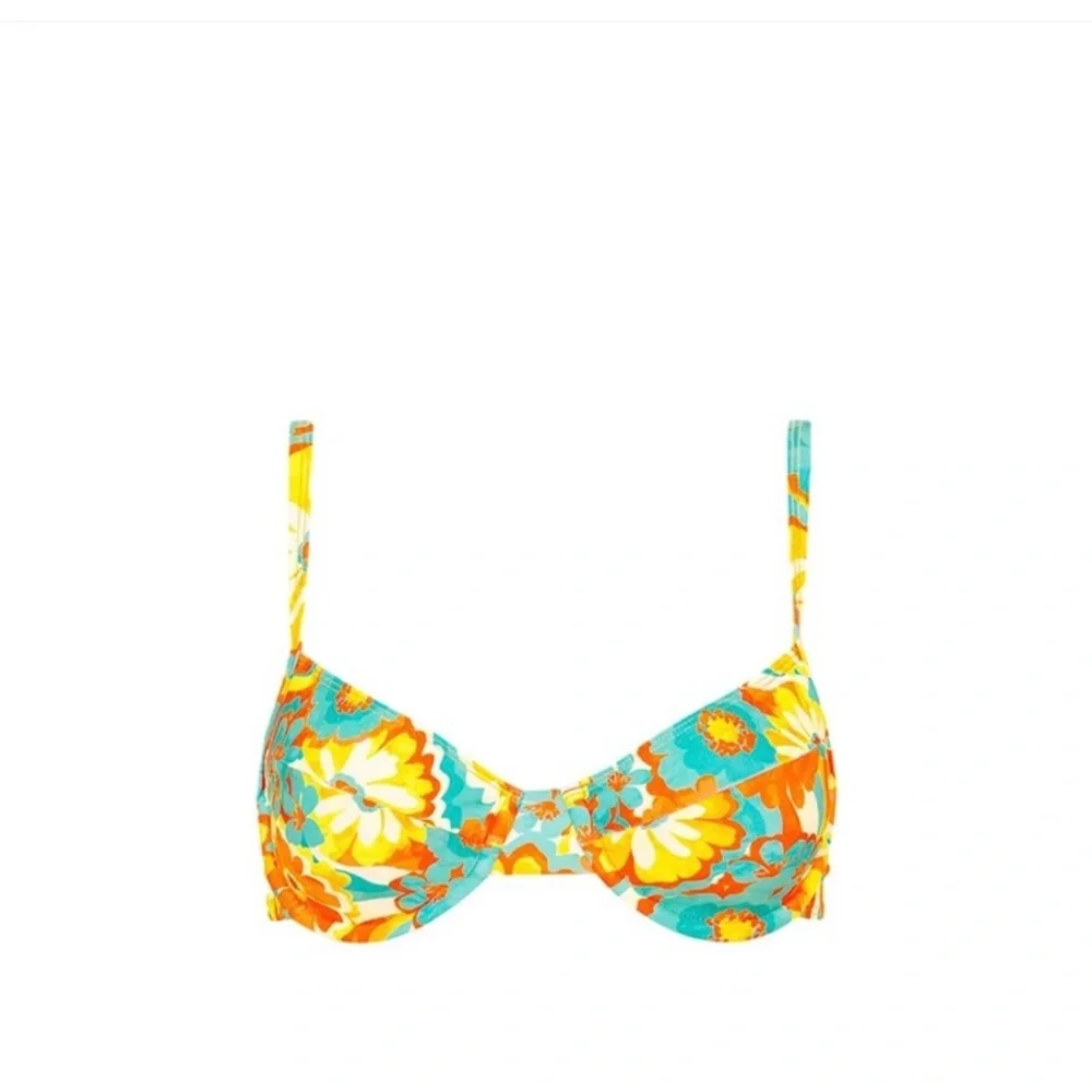 KULANI KINIS Bikini in Miami Moon Floral Bikini Top M and bottom S - Picture 4 of 11